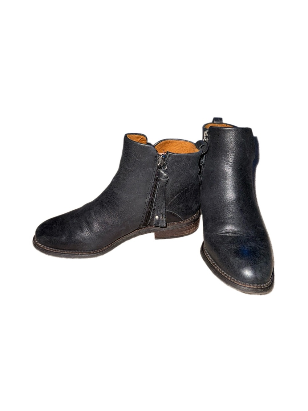 Franco Sarto hyla Black Leather Ankle Booties with Side Zip size 7